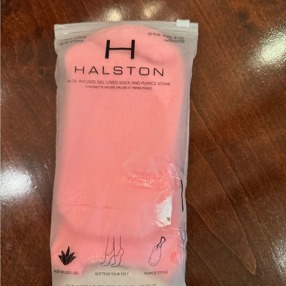 HALSTON gel booties/socks and pumice stone set; brand new, great gift